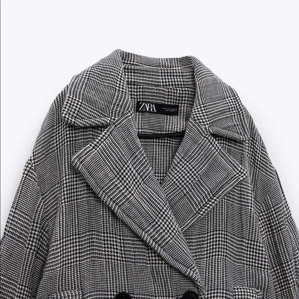 ZARA QUILTED CHECKERED LONG SLEEVE JACKET - Picture 7 of 12